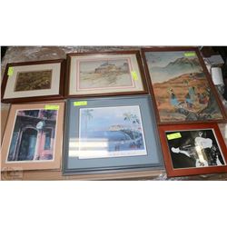 ESTATE LOT OF 6 PICTURES ALL FRAMED