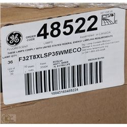 NEW CASE OF 36 NEW 4' G.E. FLUORESCENT LIGHTBULBS