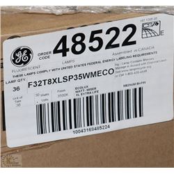 NEW CASE OF 36 NEW 4' G.E. FLUORESCENT LIGHTBULBS