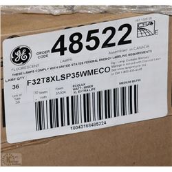 NEW CASE OF 36 NEW 4' G.E. FLUORESCENT LIGHTBULBS