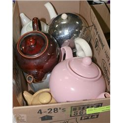 ESTATE BOX OF TEA POTS