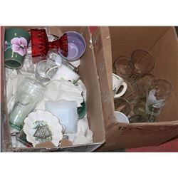 2 ESTATE BOXES OF DISHWARE INCL. MILK GLASS