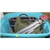 Image 1 : TOTE OF VARIOUS ITEMS INCLUDING TRIPOD, PURSES,