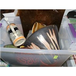 TOTE OF VASES, STEINS, AND MORE!