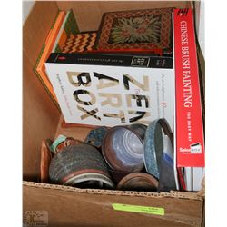 BOX OF PICTURE FRAMES, CHINESE BRUSH PAINTING BOOK