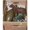 Image 1 : BOX OF VASES, HORSE STATUE, AND MORE!