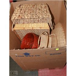 BOX OF WICKER BASKETS