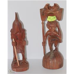 PAIR OF TEAK WOOD TRIBAL  STATUES