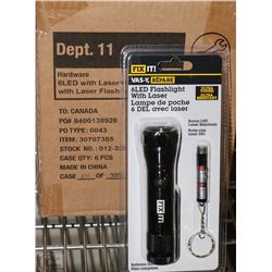 CASE OF 6 LED+LASER FLASHLIGHT SETS