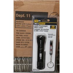 CASE OF 6 LED+LASER FLASHLIGHT SETS