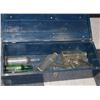 Image 1 : LOCKABLE WOOD TOOLBOX FULL OF GLASS JARS