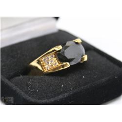 GOLD PLATED MENS BLACK ON GOLD RING SZ 12