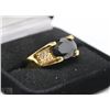 Image 1 : GOLD PLATED MENS BLACK ON GOLD RING SZ 12