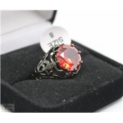 RED ON BLACK SZ 8 LADIES RING