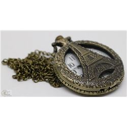 NEW PARIS EIFFEL TOWER POCKET WATCH  WITH CHAIN