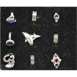 TRAY WITH ASSORTED STERLING SILVER RINGS