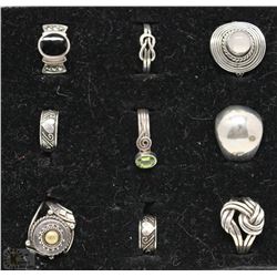 TRAY WITH ASSORTED STERLING SILVER RINGS