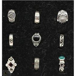 TRAY WITH ASSORTED STERLING SILVER RINGS