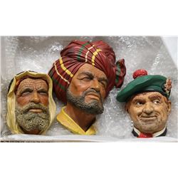 SET OF 3 VINTAGE BOSSONS ENGLAND CHALKWARE HEAD PL