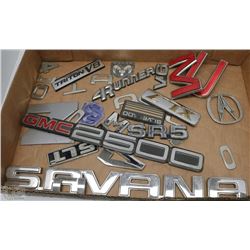 FLAT OF VEHICLE EMBLEMS AND BADGES