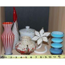 LOT OF ART GLASS INCLUDING VASES