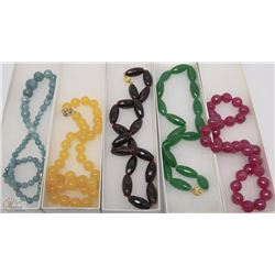 LOT OF 5 ASSORTED PEARLS,STONES NECKLACES