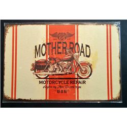 VINTAGE STYLE TIN ROUTE 66 MOTORCYCLE PLATE