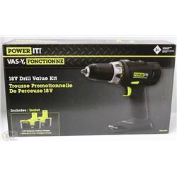 NEW POWER IT 18V DRILL VALUE KIT
