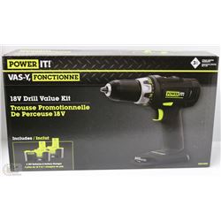 NEW POWER IT 18V DRILL VALUE KIT