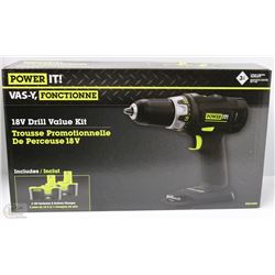 NEW POWER IT 18V DRILL VALUE KIT