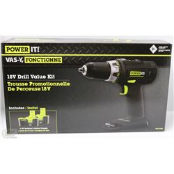 NEW POWER IT 18V DRILL VALUE KIT