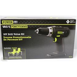 NEW POWER IT 18V DRILL VALUE KIT