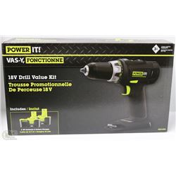 NEW POWER IT 18V DRILL VALUE KIT