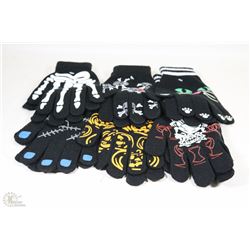 BAG OF 6 HALLOWEEN GLOW IN THE DARK GLOVES