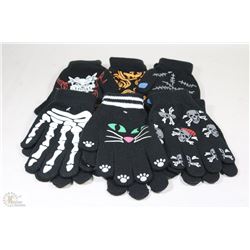 BAG OF 6 HALLOWEEN GLOW IN THE DARK GLOVES