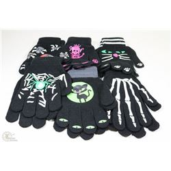 BAG OF 6 HALLOWEEN GLOW IN THE DARK GLOVES