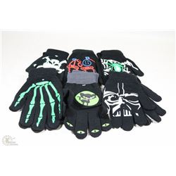 BAG OF 6 HALLOWEEN GLOW IN THE DARK GLOVES