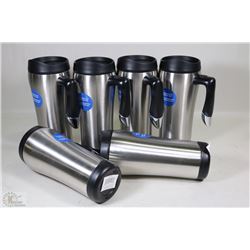 CASE OF 6 STAINLESS STEEL 16OZ TRAVEL MUGS