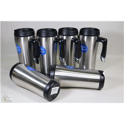 CASE OF 6 STAINLESS STEEL 16OZ TRAVEL MUGS