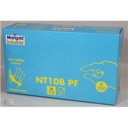 BOX OF 100PC NITRILE GLOVES SIZE MEDIUM