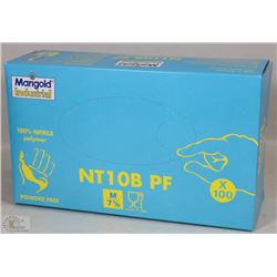 BOX OF 100PC NITRILE GLOVES SIZE MEDIUM