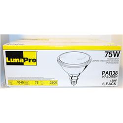 CASE OF 6PACK LUMAPRO 75W HALOGEN SPOT BULBS