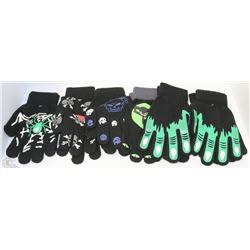 6 PACK OF GLOW IN THE DARK HALLOWEEN GLOVES