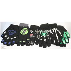 6 PACK OF GLOW IN THE DARK HALLOWEEN GLOVES