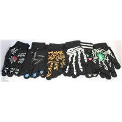 6 PACK OF GLOW IN THE DARK HALLOWEEN GLOVES