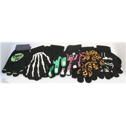 6 PACK OF GLOW IN THE DARK HALLOWEEN GLOVES