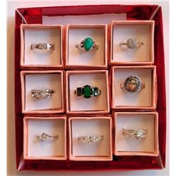LOT OF 9 LADIES FASHION RINGS