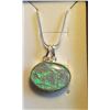 Image 1 : OVAL WHITE FIRE OPAL PENDANT ON CHAIN