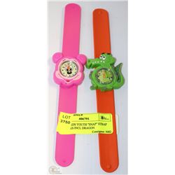 2 NEW KIDS YOUTH "SNAP" STRAP WATCHES INCL DRAGON