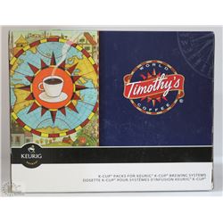 24 K-CUP PACKS TIMOTHY'S DECAFFEINATED COLOMBIAN